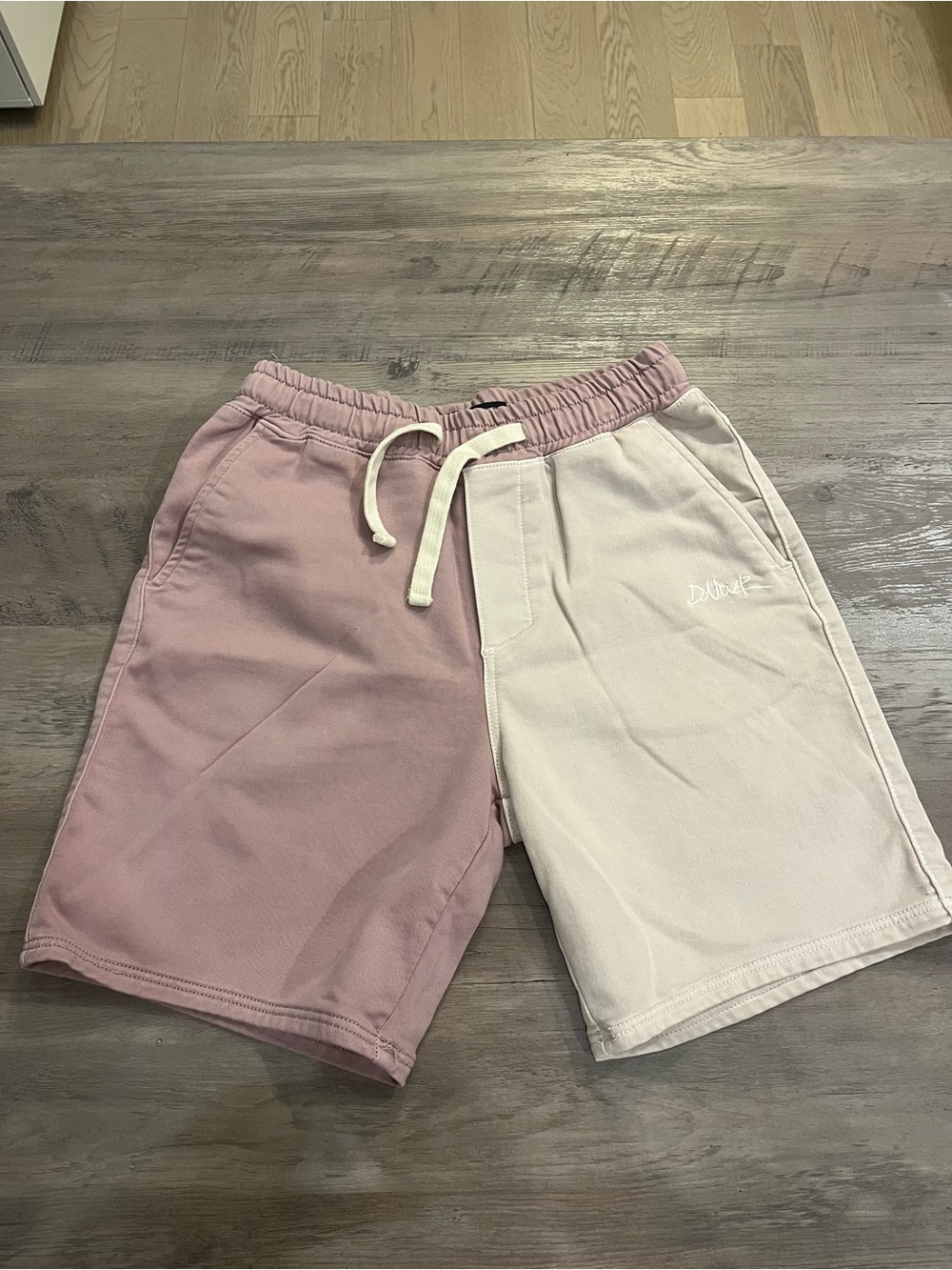 Zara Two-Tone Pink and Cream Drawstring Athletic Shorts